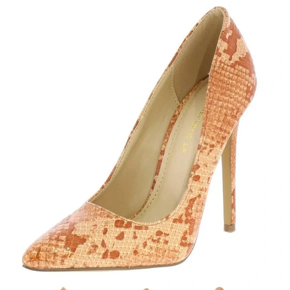Breann - Orange Snake Print Stilettos - Picture 2 of 3